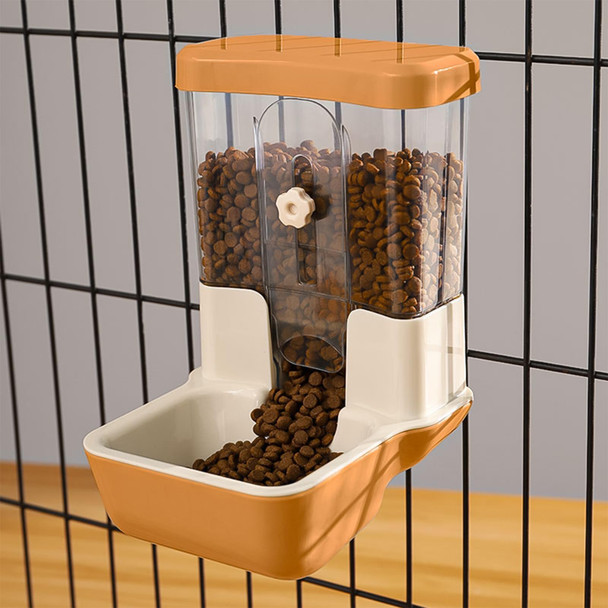Tokayife Hanging Automatic Food Dispenser 27Oz Large Capacity Hanging Pet Cage Feeder For Rabbit Bird Chinchilla Hedgehog Guinea Pig Ferret Kitty Puppy (Gray)