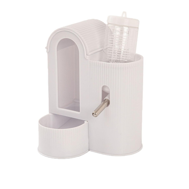 Transglow 2-In-1 Hamster Food Dispenser & Hamster Water Bottle Large Capacity Automatic Feeder For Guinea Pigs Rabbits Hamsters & Other Small Pets (Pink)