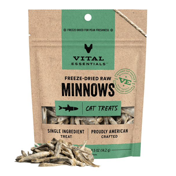 Vital Essentials Ze Dried Minnows Cat Treats Single Ingredient Premium Quality Grain  Healthy Treats For Cats 1 Oz Bag