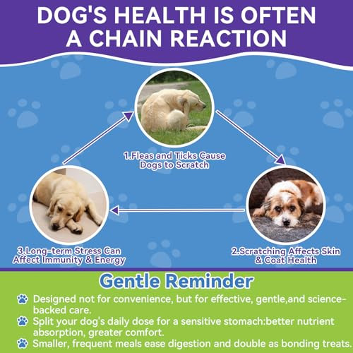 Weallin Flea And Tick Prevention For Dogs Dog Flea Treatment With Skin & Coat Support 500 Crunchy & Krill Chews Dog Flea And Tick Treatment Chewable For Immunity & Energy For All Breeds & Ages Chicken Flavor