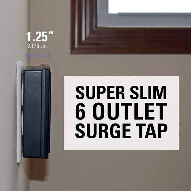 SANUS On-Wall Low Profile 1080J Fireproof Surge Protector with 6 AC Outlets & 3 Lines of Protection - Includes Power Signal Filtering Black SANUS On-Wall Low Profile 1080J Fireproof Surge Protector with 6 AC Outlets & 3 Lines of Protection - Includes Power Signal Filtering Black