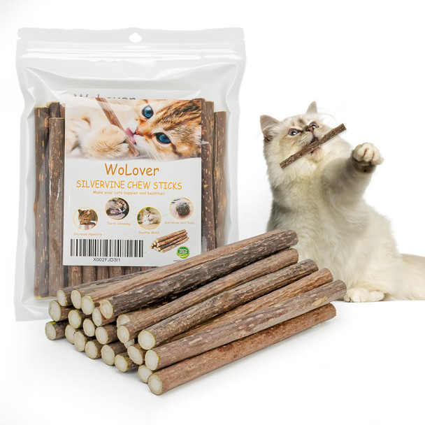 Wolover Silvervine Sticks For Cats Natural Catnip Matatabi Chew Sticks Teeth Molar Chew Toys For Cat Kitten Kitty (At Least 12 Pcs)