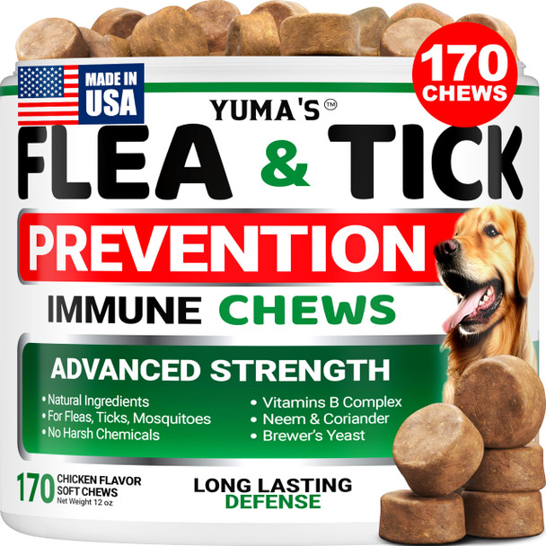 Yuma'S Flea Treatment For Cats - Flea And Tick Prevention For Cats - 160 Soft Treats - Natural Oral Supplement Pills For Kittens - All Breeds & Ages - Made In Usa