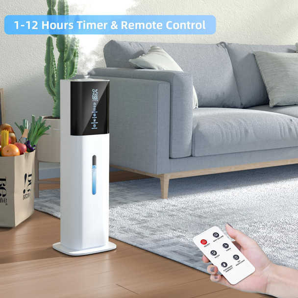 2.11Gal Ultrasonic Cool Mist Humidifier with Timer and Humidistat for Large Rooms - Home, Bedroom, Baby, Adults, Plants - White