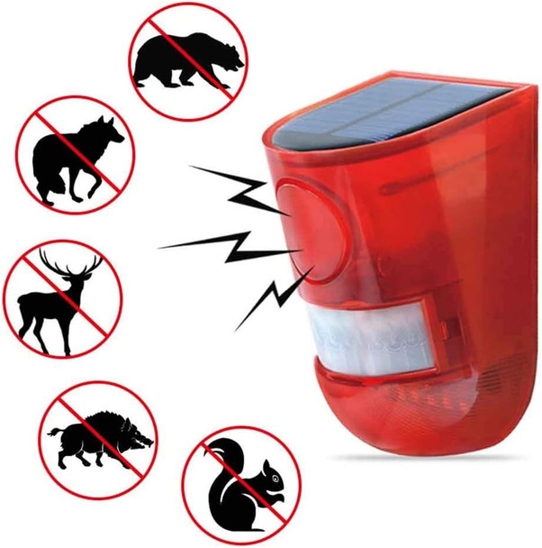 Solar Security Light Alarm,2 Pack IP65 Waterproof PIR LED Motion Sensor Flashing Light Lamp,Built in Battery,Energy Saving Warning 110dB Loud Siren Solar Light for Home Flashing Outdoor