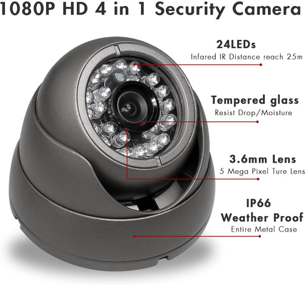 Sinis 2MP HD 1080P Security Analog Dome Camera,TVI/AHD/CVI/960H, 100ft IR Night Vision, IP67 Outdoor Weatherproof, 3.6mm Fixed Lens, White Dome Camera Sinis 2MP HD 1080P Security Analog Dome Camera,TVI/AHD/CVI/960H, 100ft IR Night Vision, IP67 Outdoor Weatherproof, 3.6mm Fixed Lens, White Dome Camera