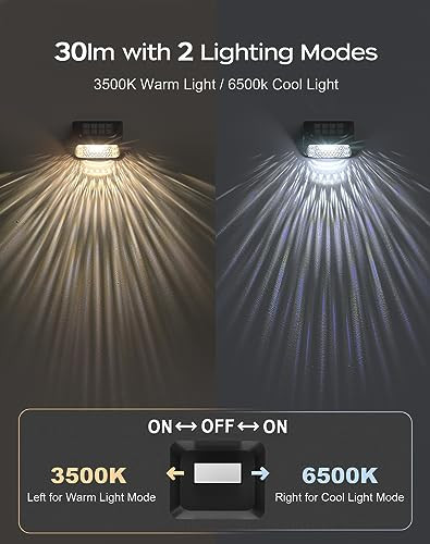 Kialush Solar Step Lights - 2 Modes Waterproof For Wall Rail Porch Backyard Garden - Decorative Solar Lights 6 Pack 30 Lm