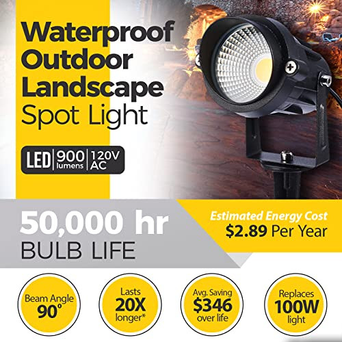 Lcared Outdoor Landscape Lighting 10W120V AcWarm Waterproof Led Landscape Lights For YardPatioLawn Wall FloodDrivewayTree LightingMetal Ground Stake 2 Packs White 2 Pack