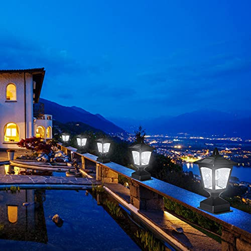 Melunar Solar Post Lights Outdoor Solar Lamp Post Cap Lights Waterproof Fence Post Solar Lights For Wood Fence Deck Patio Garden Outside Decorative Fit On Wood Posts 15 Lumens 2 Pack Black 4X4