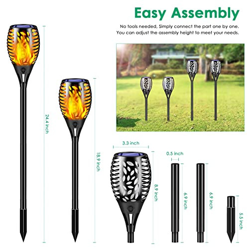 Tomcare Solar Lights Outdoor Flickering Flames Solar Torches Lights Solar Pathway Lights 8 Pack