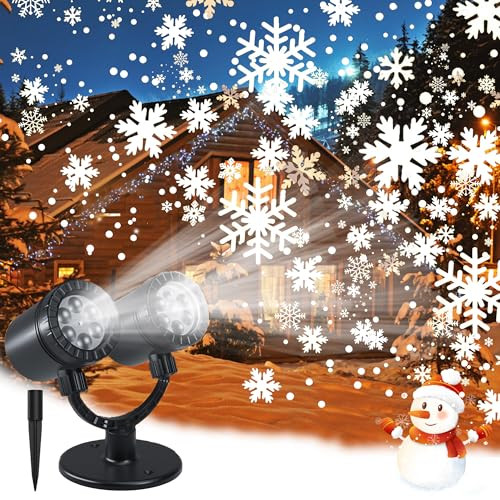 Zbpp Christmas Double Head Snowflake Projection Lights Zbpp Outdoor Led Christmas Lights Ip65 Waterproof Rotating Snow Lamp Brighter Led Landscape For Xmas Holiday Party Decoration