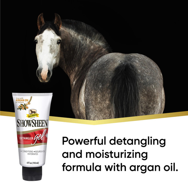 Absorbine Showsheen Detangler Gel For Coat Mane & Tail Moroccan Argan Oil Tackles Toughest Knots On Horses Dogs & Livestock 4Oz