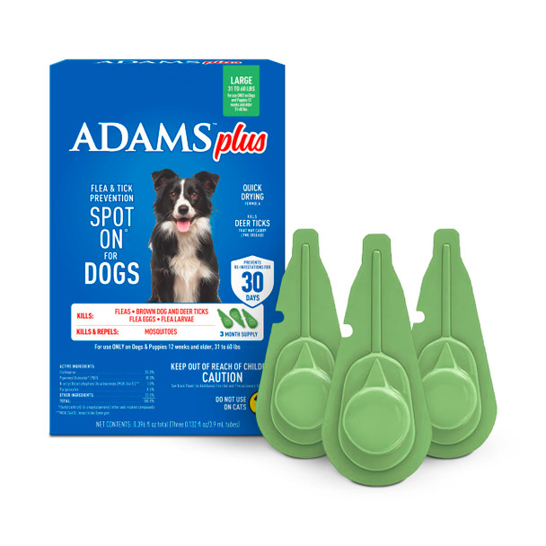Adams Plus Flea And Tick Prevention Spot On For Cats Kills Fleas & Ticks (Brown Dog/Deer Ticks) Kills And Repels Mosquitoes Prevents Flea Infestations 3-Month Supply 3 Pack