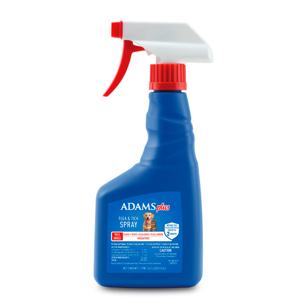 Adams Plus Flea & Tick Dog And Cat Spray Kills Fleas & Ticks Repels Mosquitoes Prevents Flea Infestations For Up To 2 Months Flea Treatment For Dogs Cats Puppies & Kittens 16 Fl Oz