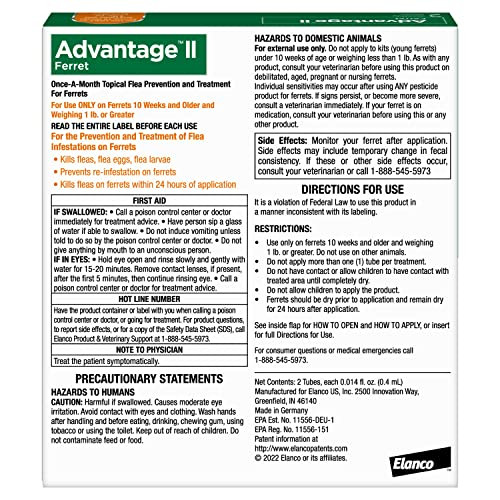 Advantage Ii Ferret Vet-Recommended Flea Treatment & Prevention Ferret 1+ Lbs. 2-Month Supply