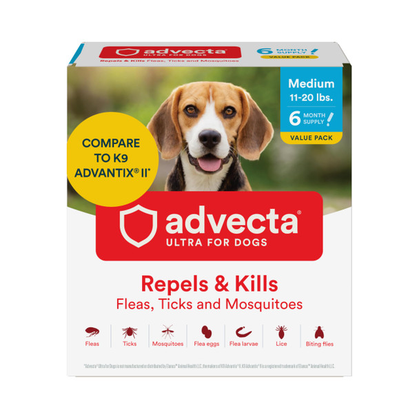Advecta Ultra Flea And Tick Prevention For Dogs - Large Dog Flea And Tick Treatment & Control - Mosquito Repellent - Fast Acting Waterproof Topical Drops 2 Month Supply