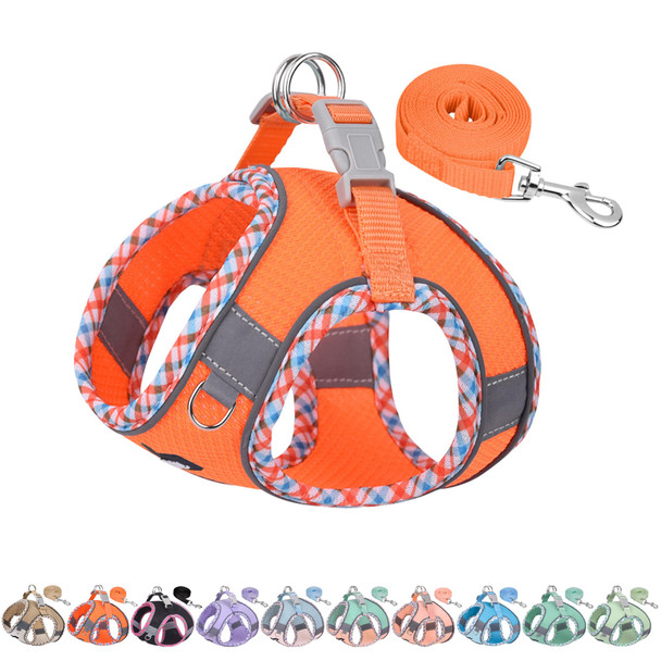 Aiitle Xxs Dog Harness & Leash Set - Breathable Reflective No-Choke Small Dog Harness For Teacup Puppies Indoor/Outdoor Use - Boston Terrier Maltese Chihuahua (Turquoise-Pink Xxs)