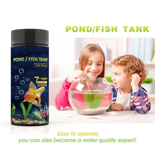 Aksbtec 7In1 Aquarium Test Strips - 50 Strips Aquarium Test Kit Fish Tank Test Kit Quick&Accurate Testing Freshwater&Saltwater Nitrate Nitrite Hardness Chlorine Ph Carbonate Total Alkalinity