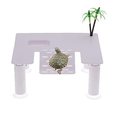 Alfyng Floating Turtle Basking Platform Turtle Pier Resting Basking Platform Tortoise Ramp Reptile Ladder Terrace With Feeding Box Fish Tank Aquarium Floating Climbing Island Dock