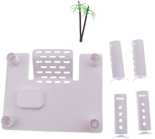 Alfyng Floating Turtle Basking Platform Turtle Pier Resting Basking Platform Tortoise Ramp Reptile Ladder Terrace With Feeding Box Fish Tank Aquarium Floating Climbing Island Dock
