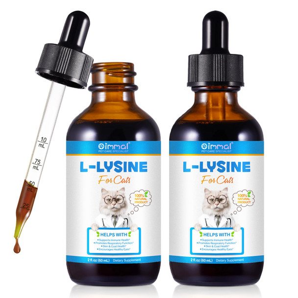 Alivo L-Lysine For Cats Immune Support Drops For Cats Feline Respiratory Health Sneezing & Runny Nose - Pet Liquid Supplement For Eye Function & Cat Cold Relief - Chicken Flavor 2 Fl Oz / 60 Ml