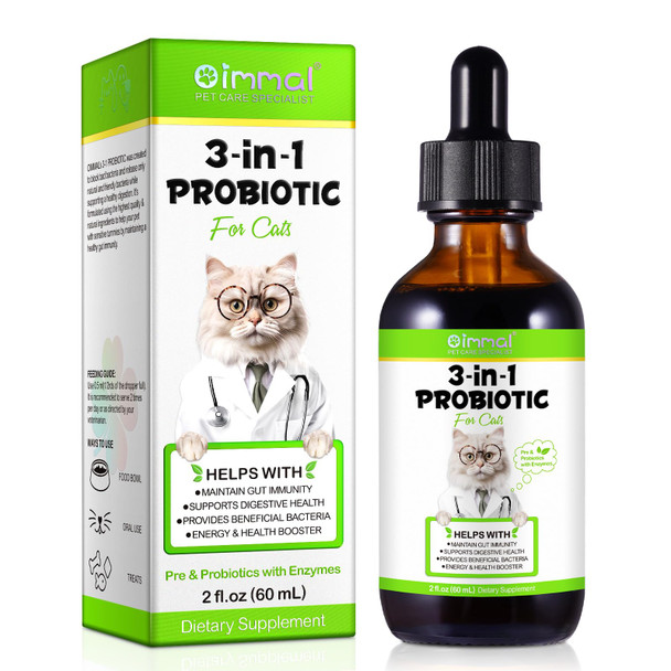 Alivo Probiotics For Cats - Cat Probiotic Powder Digestive Supplement With Digestive Enzymes & Prebiotics For Cats Support Gut Health Seasonal Allergies & Immune System Cat Health Supplies Powder - 120G