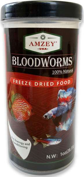 Amzey Blood Worms 0.5 Oz -100% Natural Ze Dried Blood Worms - Aquarium High Protein Food For Betta Fish Goldfish Cichlid Guppy Discus Turtle
