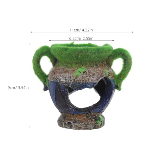 Angoily 1Pc Simulation Decoration Fish Tank Decorations Flocking Flower Pots Fish Tank Flower Pots Hiding Place Shelter Flowerpot Moss Decor Vase Aquarium