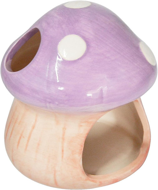 Anrui Ceramic Betta Fish Tank Accessories Decor Cute Mushroom House Aquarium Decoration Hideout Cave Ornament For Small Fish Shrimp Goldfish And Reptiles (Pink)