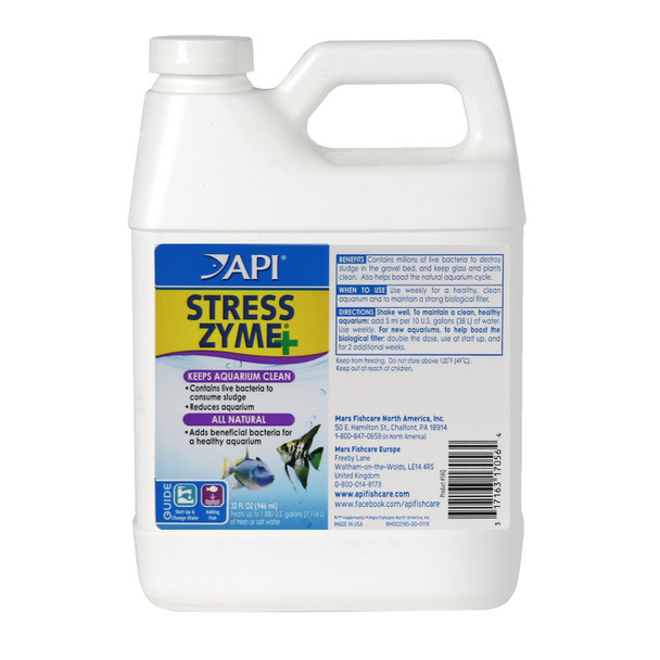 Api Stress Zyme Bacterial Cleaner Freshwater And Saltwater Aquarium Water Cleaning Solution 8 Oz