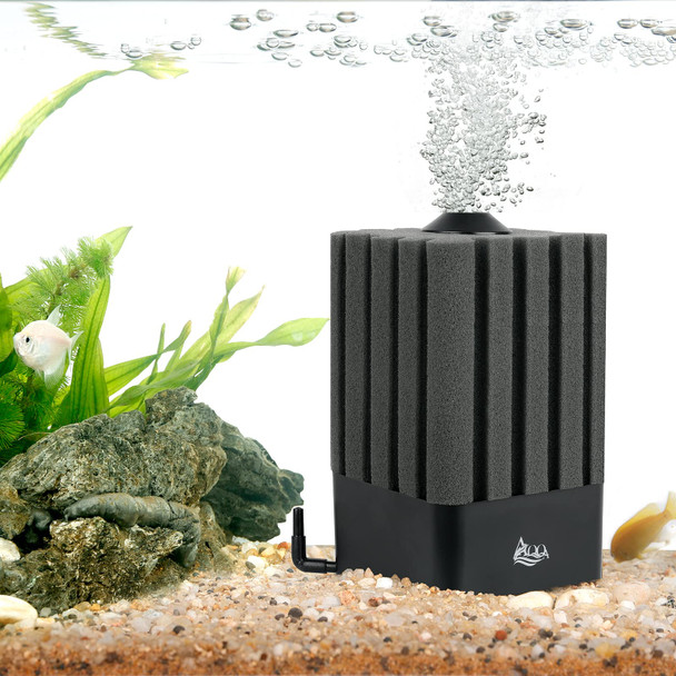 Aqqa Aquarium Sponge Filter Submersible Fish Tank Filter Ultra Quiet Aeration Bio Sponge Corner Filter For Breeding Fry Betta Shrimp Fish Tank (Small For 5-20 Gallon)