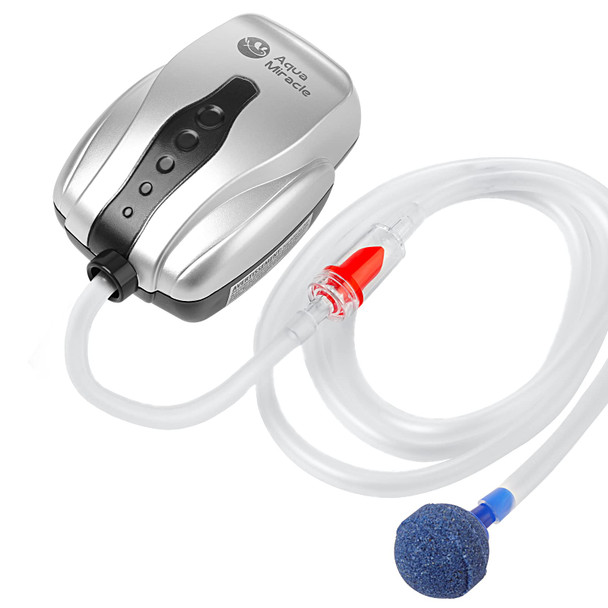 Aquamiracle Aquarium Air Pump Fish Tank Bubbler Aerator All-In-One Fish Tank Air Pump Kit Quiet Aquarium Bubbler