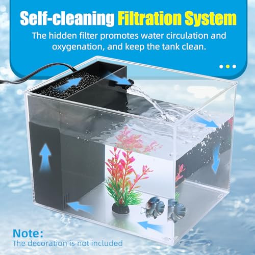Aquaneat Fish Tank 1 Gallon Betta Fish Tank Small Aquarium Kit With Led Light And Water Filter Pump