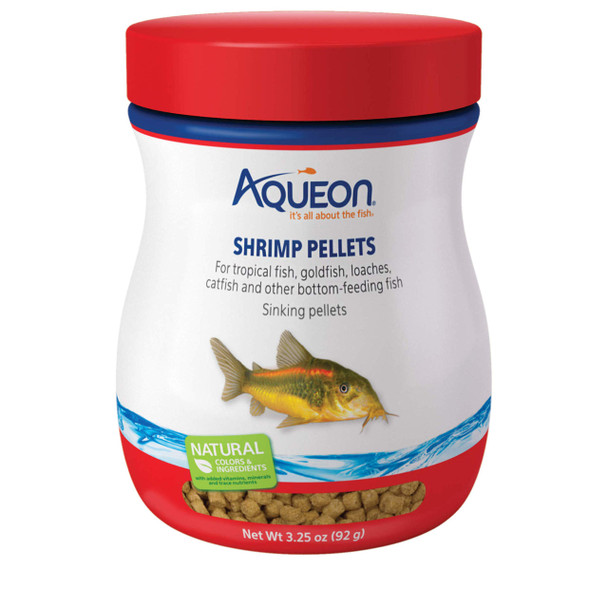 Aqueon Shrimp Pellets Sinking Food For Tropical Fish Goldfish Loaches Catfish And Other Bottom Feeding Fish 6.5 Ounces