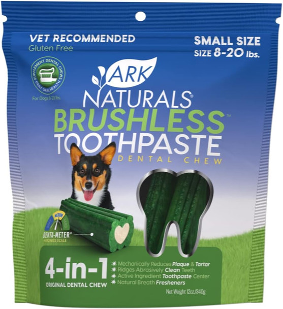 Ark Naturals Brushless Toothpaste Dog Dental Chews For Large Breeds Freshens Breath Helps Reduce Plaque & Tartar 18Oz 1 Pack