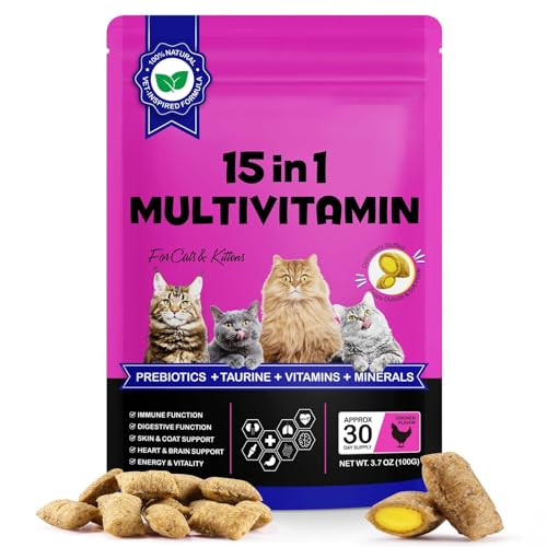 Arkture Cat Multivitamin Crunchy & Creamy Chews Cat Treats Support For Immune Joint Skin & Coat Digestion Heart & Eyes Cats Vitamins Supplements With Taurine For Cats Kittens - Chicken Flavor