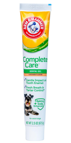 Arm & Hammer Complete Care Dog Dental Kit With Enzymatic Dog Toothpaste Toothbrush And Finger Brush Baking Soda And Calcium Formula For Plaque Tartar Control Chicken Flavor 2.5 Oz