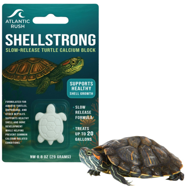 Atlantic Rush Shellstrong Premium Calcium Block For Aquatic Turtle - Slow Release Water Conditioner - Turtle Calcium Cuttlebone - Turtle Tank Accessories - 20 Gallon Aquatic Reptile Tank Treatment