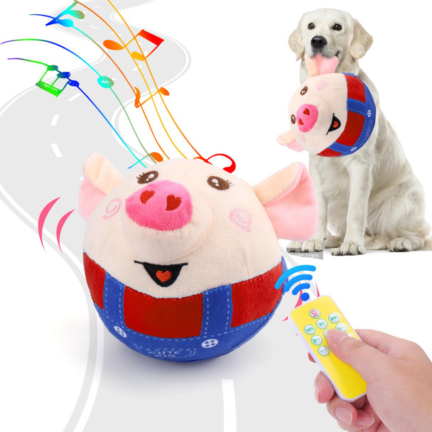 Baborui Interactive Dog Toys Pig Jumping Squeaky Dog Toys With Recording And Music Modes Rechargeable Moving Dog Chew Toys For Small/Medium/Large Dogs To Keep Them Busy(Blue Pig)