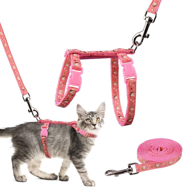Baeuppit Cat Harness And Leash Set Gold Moons Stars Soft Nylon Escape Proof Adjustable For Kittens Small Animals Glow In The Dark (Black)