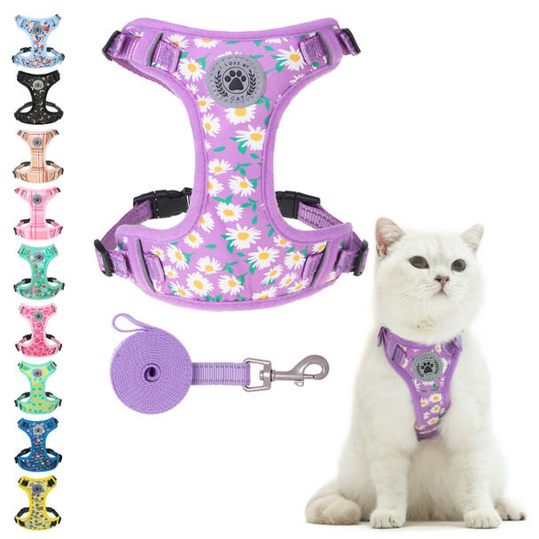 Beautyzoo Cat Harness And Leash Set For Walking Escape Proof Neck Release Adjustable Harness For Kitten Puppy Small Medium Large Cats Soft Cute Easy Control Small Cat Harness For Cats Boy And Girls