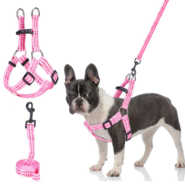 Beautyzoo Dog Harness Small Sized Dog Girl No Pull Dog Harness And Leash SetStep In Soft Light Puppy Vest No Choke Heavy Duty Dog Halter With BellBreathable Adjustable Nylon Pet Harnesses Pink S