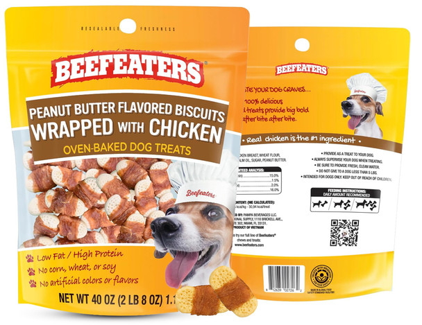 Beefeaters Peanut Butter Dog Biscuits With Real Chicken 40Oz - Oven-Baked High-Protein Low-Fat Treats For Small Medium & Large Dogs Ideal For Training Dental Benefits - No Artificial Flavors