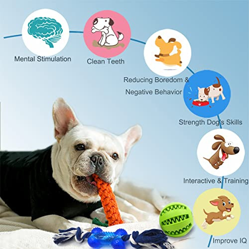 Beiker Dog Teething Chew Toys - 15 Pack Small Medium Breed Puppy Toy Variety Dogs Rope Chew Toys Bundle For Boredom Pet Interactive Squeaky Treat Dispensing Ball For Puppies