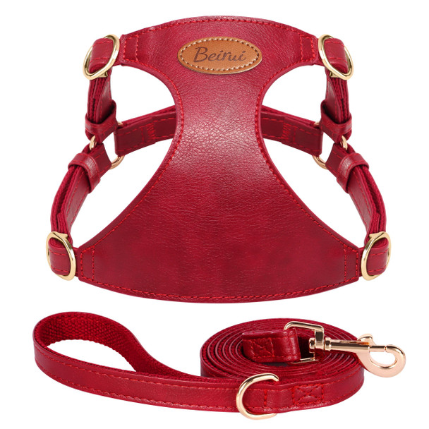 Beirui Stylish Pu Leather Dog Harness And Leash Set For Small Dogs Adjustable Step In Puppy Harness With Breathable Mesh Lining And Durable Metal Buckle For Walking Traveling(BrownXs)