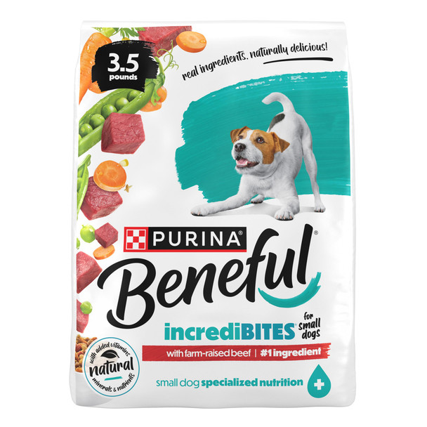 Beneful Purina Incredibites With Farm-Raised Beef Natural Small Breed Dry Dog Food With Added Vitamins Minerals And Nutrients - (Pack Of 4) 3.5 Lb. Bags