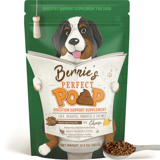Bernie'S Perfect Poop Digestion & General Health Supplement For Dogs: Fiber Prebiotics Probiotics & Enzymes Relieve Digestive Conditions Optimize Stool And Improve Health (Cheddar Cheese 4.2 Oz)