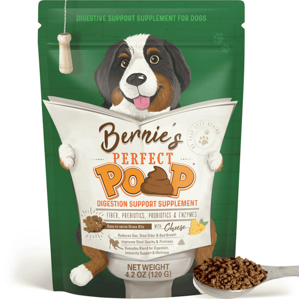 Bernie'S Perfect Poop Digestion & General Health Supplement For Dogs: Fiber Prebiotics Probiotics & Enzymes Relieve Digestive Conditions Optimize Stool And Improve Health (Cheddar Cheese 4.2 Oz)