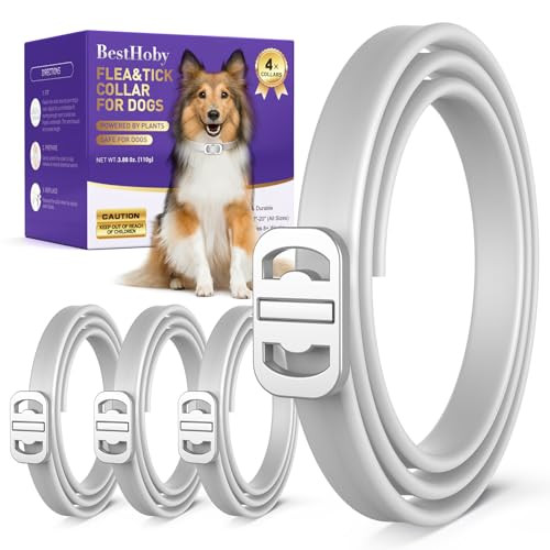 Besthoby Flea And Tick Collar For Dogs 4 PacksDog Collars With Natural Essential OilsWaterproof Adjustable For Small Medium Large DogsSafe For Puppies (Gray) (Gray)