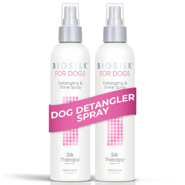 Biosilk For Dogs Detangling Spray With Shine Support Lightweight Leave In Grooming Mist That Helps Smooth Coats Detangle And Add Shine Without Buildup 8 Fl Oz